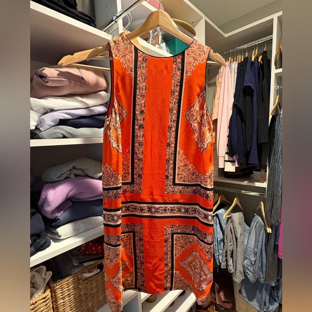 Maeve Orange and Black Geometric Mini Dress